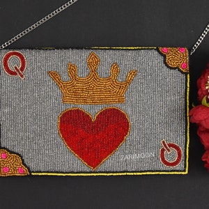 NEU! Königin der Herzen Perlen Clutch Tasche, Crossbody Tasche, Seed Bead Clutch Tasche, Boho Handtasche, Geschenk für Sie
