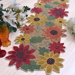 Handmade table runner, beaded table runner, floral multi color, luxury beaded mat, hand beaded runner, Table Mat, Gift For Her