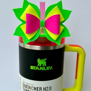 Neon Bow (Lime Middle) - Straw Topper