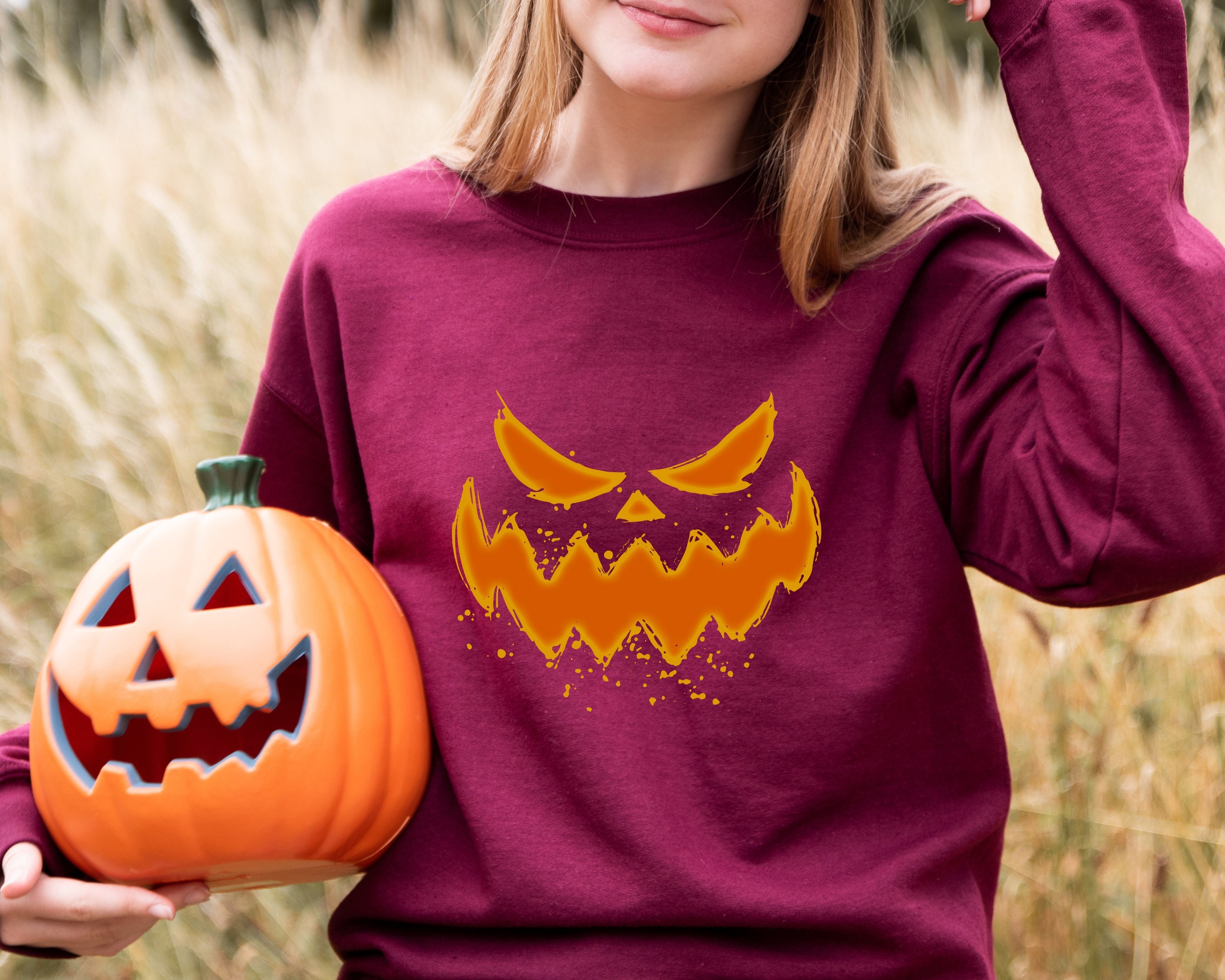 Pumpkin Face Sweater - Etsy