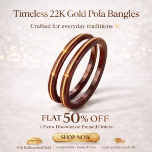 Handmade 22kt Gold Pola Bangles: Indian Kada Bangle