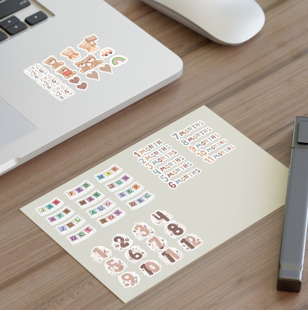 Newborn Baby Tracking Stickers Monthly Baby Sticker Boho Brown ...
