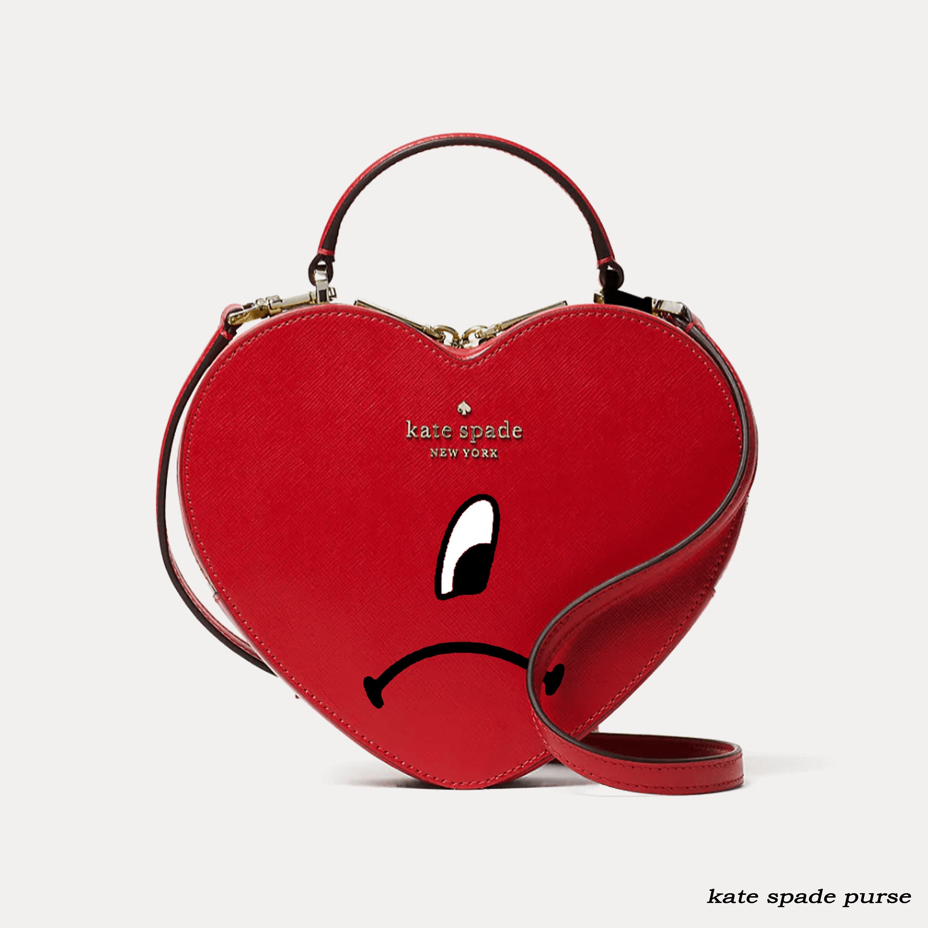 Asge Women Red Heart Purse Cute Black Heart Shaped Crossbody Bag