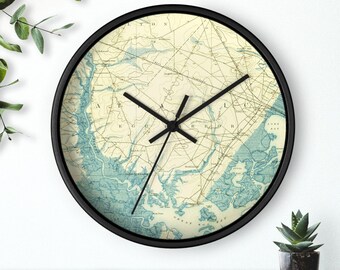 Ocean Lover Gift, Egg Harbor Township Wall Clock, Somers Point, Coastal Clock, Coastal Beach Decor