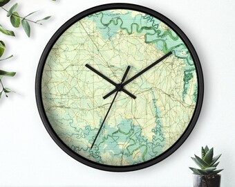 Yulee Map Wall Clock, Antique Map Wall Clock, Old Map Clock, 10 Inches