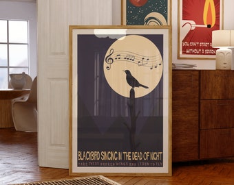 Blackbird Song Lyric Print Band Poster Gallery Wall Art