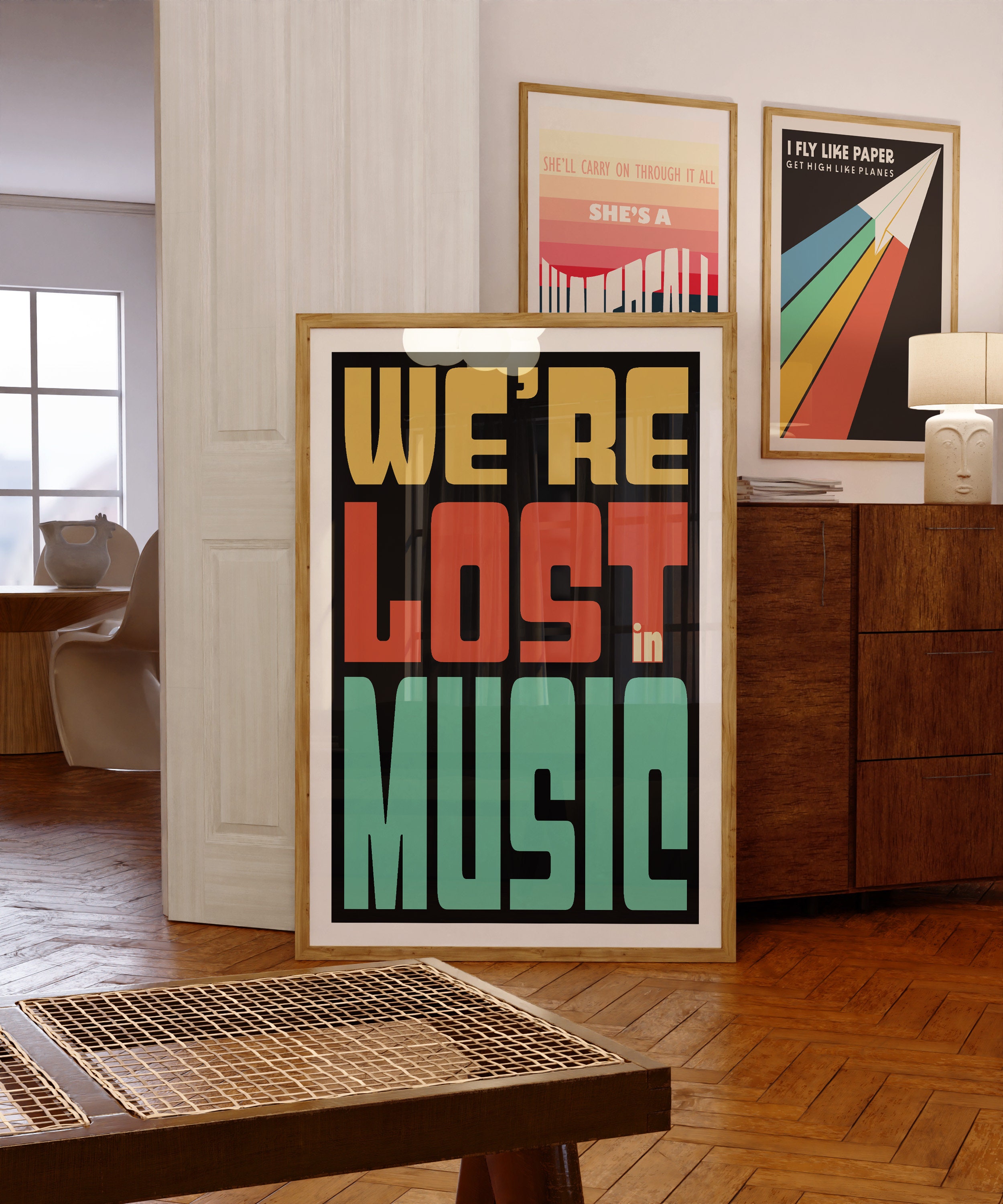 Lost In Music Song Lyric Poster - Disco Music Lover Gift - Gallery Wall Art - Kitchen Disco Print