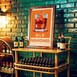 Póster de cóctel antiguo: impresión de bebida de cocina: decoración retro para el hogar
