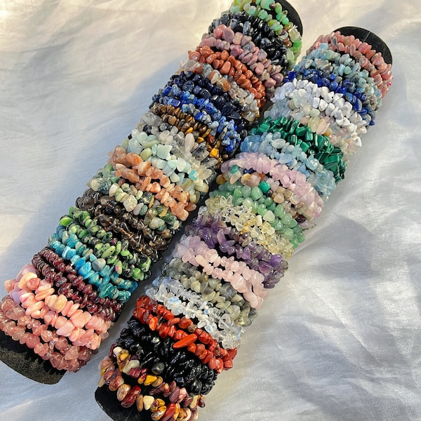 Crystal Chip Bracelets, Stretchy Crystal Bracelets, Gemstone Chip Bracelets, Gift for Women, Healing Crystal, Rose Quartz, Amethyst