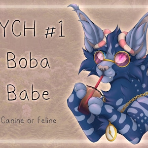 Your Character Here 1 "Boba Babe" Halfbody Furry Commission