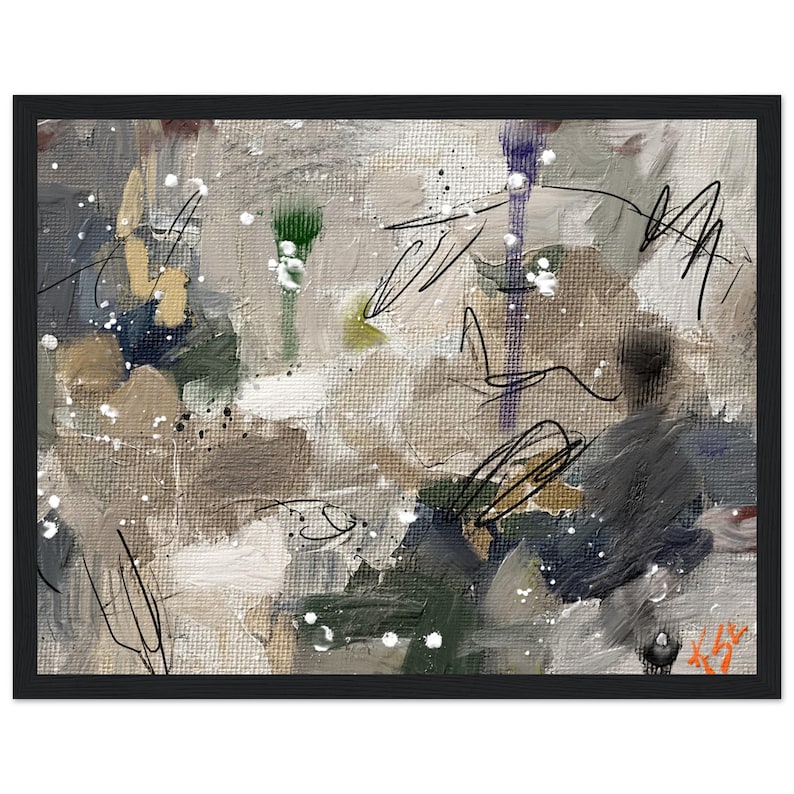 Abstract Painting Print, Neutral Abstract Wall Art, Modern Canvas Print, Beige Gray Gold Artwork, Contemporary Living Room Decor image 5