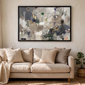 Abstract Painting Print, Neutral Abstract Wall Art, Modern Canvas Print, Beige Gray Gold Artwork, Contemporary Living Room Decor image 7