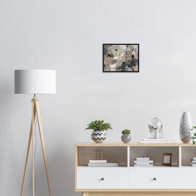 Abstract Painting Print, Neutral Abstract Wall Art, Modern Canvas Print, Beige Gray Gold Artwork, Contemporary Living Room Decor image 2