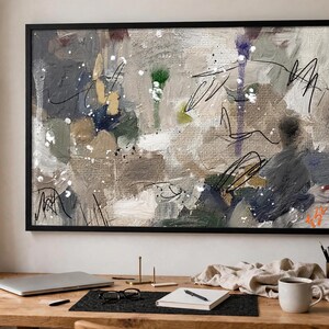 Abstract Painting Print, Neutral Abstract Wall Art, Modern Canvas Print, Beige Gray Gold Artwork, Contemporary Living Room Decor image 4