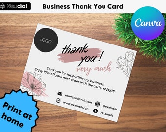 Business Thank You Card Editable | Modern Printable Thanks For Your Purchase Card | Small Business Package Insert Card | TYC001