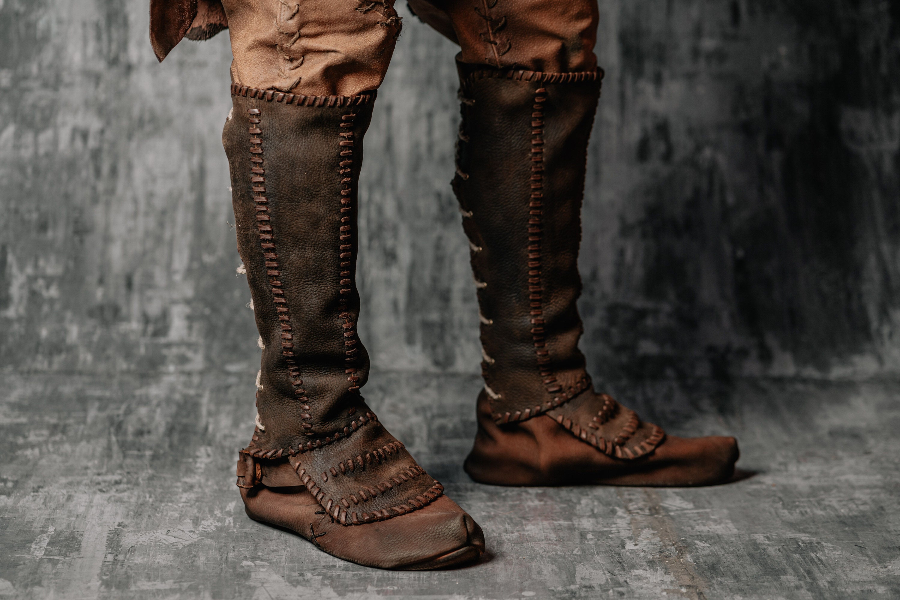 Medieval Greaves Leather Bootsrenfaire Handmade Leather - Etsy