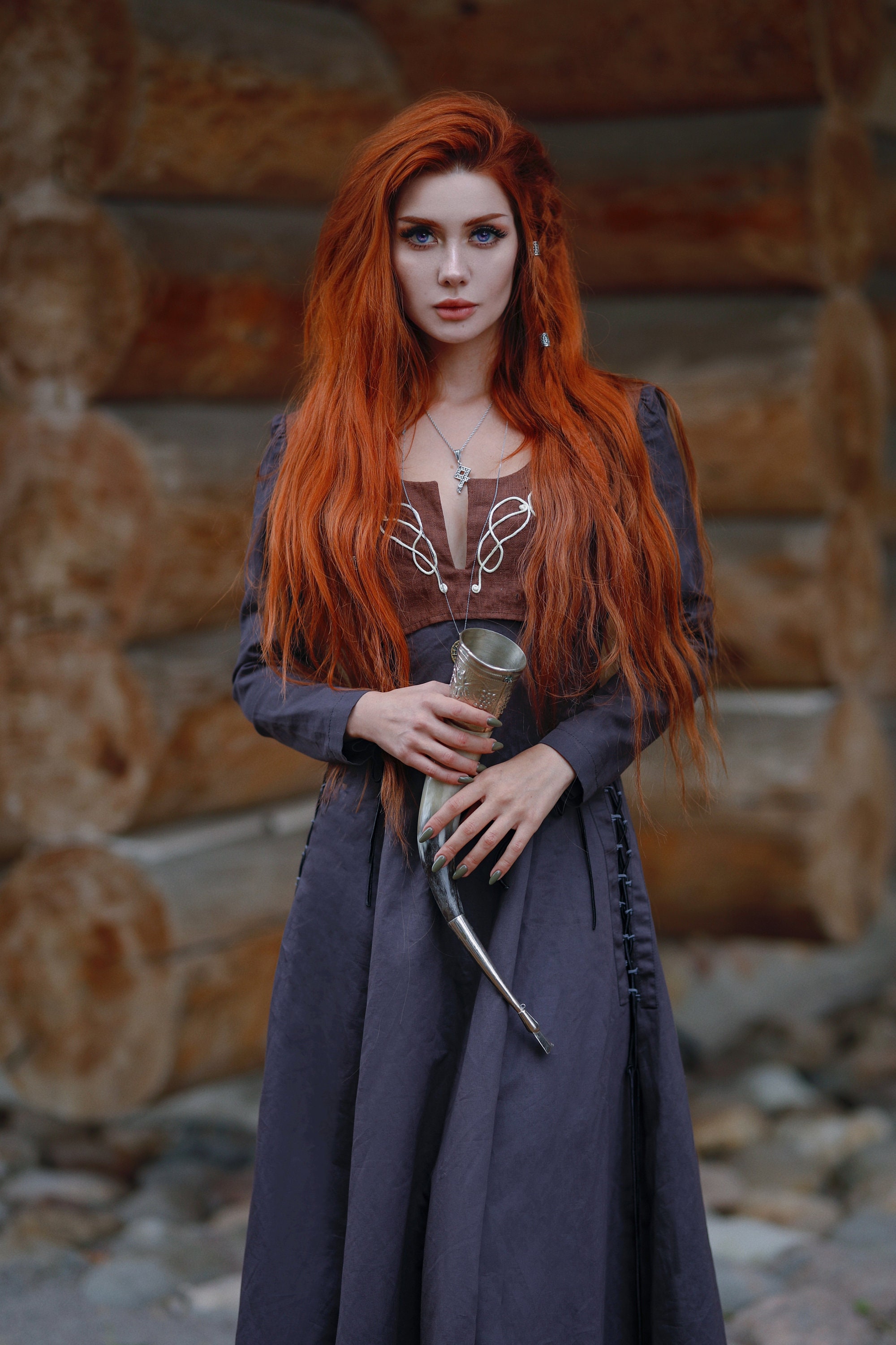Viking Apron Dress astrid Medieval Shieldmaiden Purple - Etsy