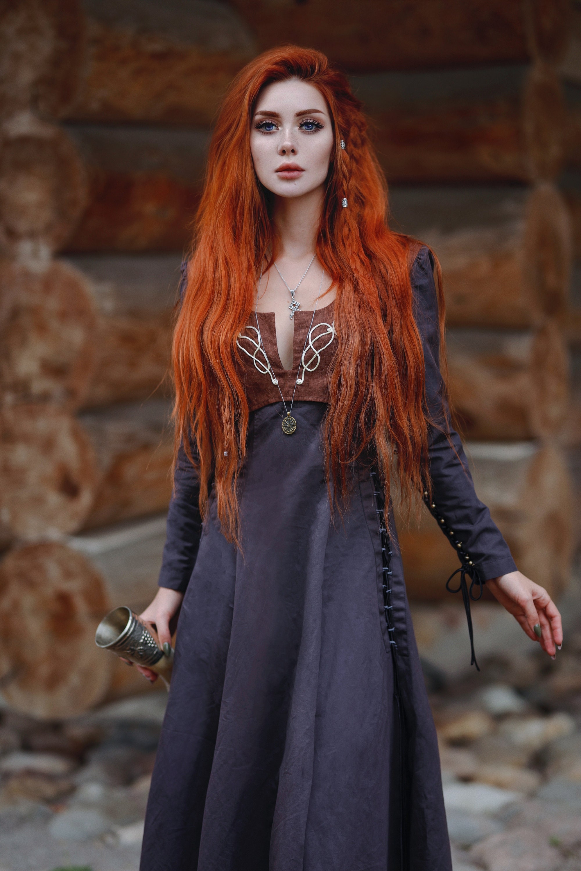 Viking Apron Dress astrid Medieval Shieldmaiden Purple - Etsy