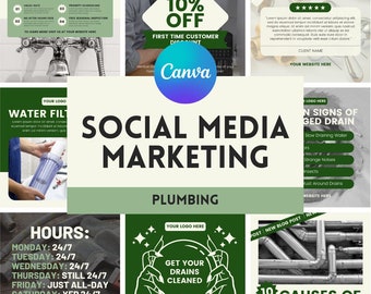 Plumbing Services Social Media Marketing for CANVA / Plumber Instagram + Facebook Templates / Customizable Templates