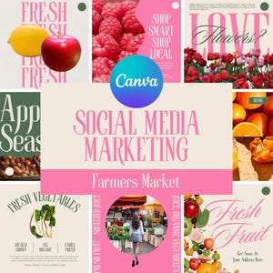 Marketing sui social media per il mercato agricolo per CANVA / Modelli per Instagram e Facebook della community / Modelli personalizzabili