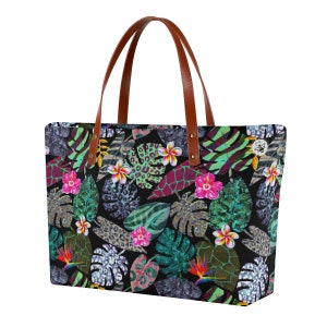 Vibrant Animal Print Tropical Leaves Women&#39;s Tote Bag