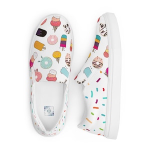 Ice Cream and Donuts with Sprinkles Cute and Fun Women’s slip-on canvas shoes