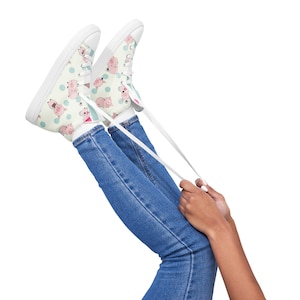 Cute Pig Pink and Mint Women’s high top canvas shoes