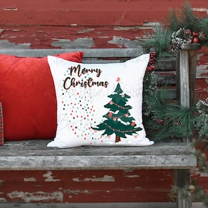 Merry Christmas Festive Dots Christmas Tree Holiday Square Pillow Case