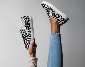 Zapatos de lona sin cordones para mujer con estampado de vaca lindos y divertidos