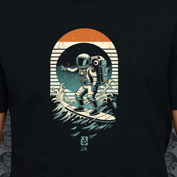 Astronaut Surfer Retro Abstrakt T-Shirt