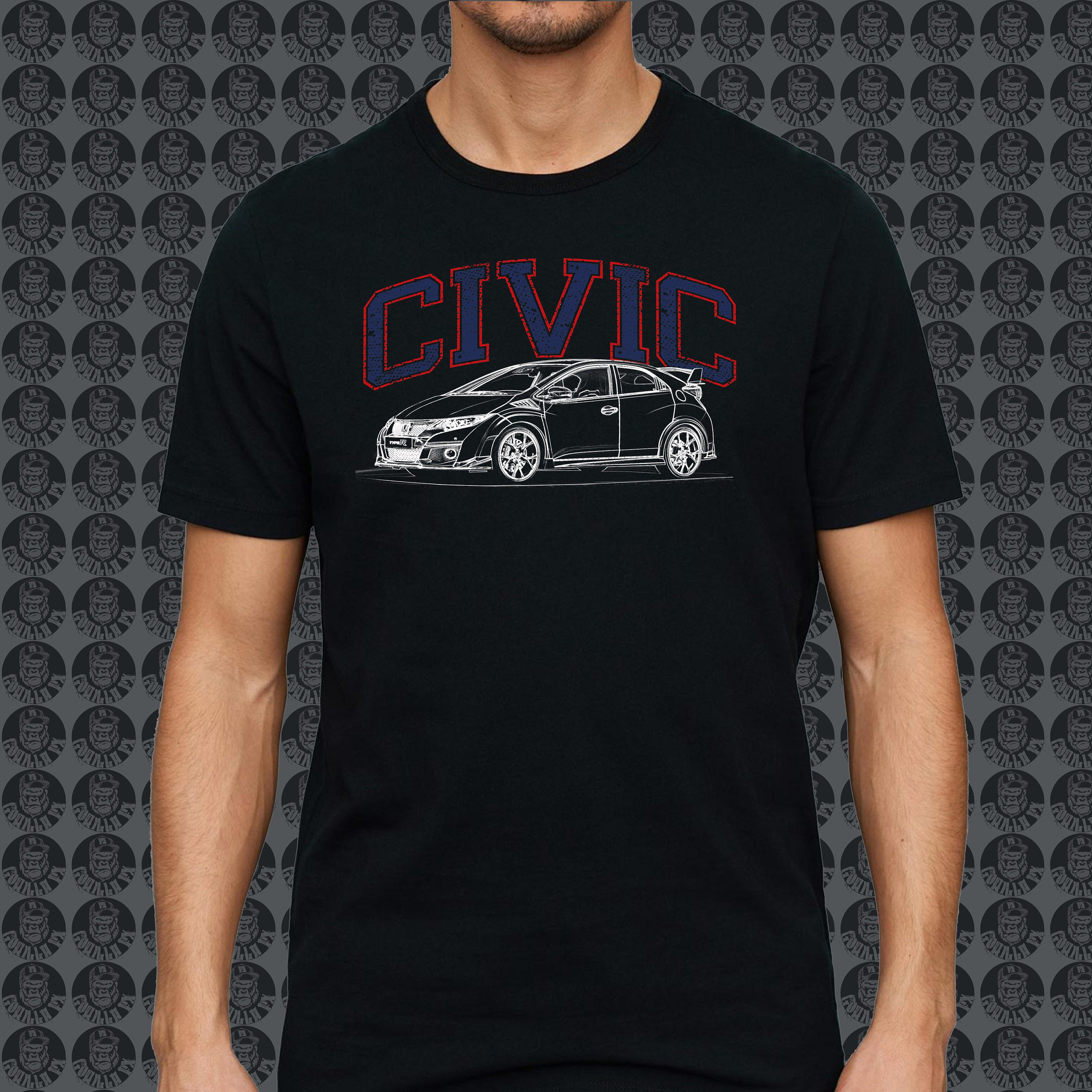 Honda Civic FK2 K20C Turbo TypeR JDM HRC GorillaFX Graphic Design Style01 Tshirt Print