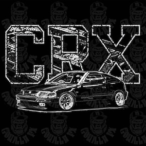 Honda CRX EE8 EF8 Ef Ee SiR B16a Vtec JDM GorillaFX Graphic Design Mens Tshirt Print