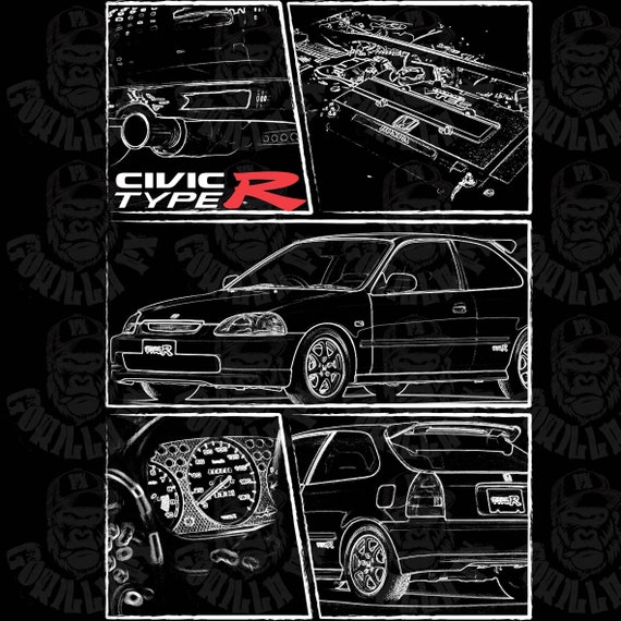 Honda Civic Typer Ek9 Ej Ek JDM Gorillafx Graphic COM Design - Etsy