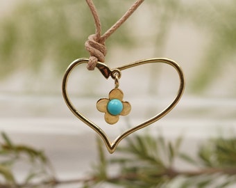 14k Brooch and Pendant with Turquoise Bead, Gold Unique Pendant, Dual Purpose Jewelry