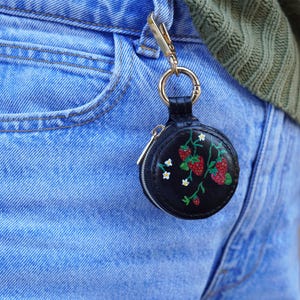 Mini étui à bagues de voyage peint à la main, Organiseur de voyage peint à la main, Porte-clés boîte à bijoux