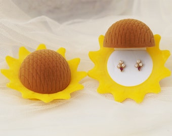 Sunflower Ring Box, Unique Jewelry Storage