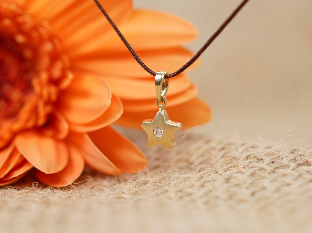 14k Solid Gold Star Pendant Star Charm Pendant Gold Jewelry Etsy