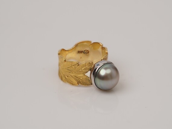 Vintage 18k Gold Handmade Genuine Tahitian Pearl … - image 5