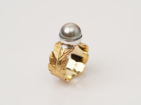 Vintage 18k Gold Handmade Genuine Tahitian Pearl … - image 4