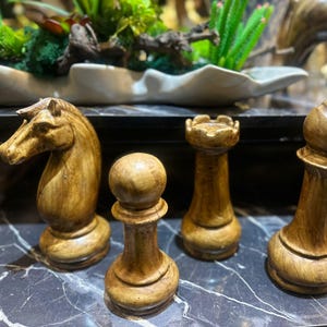 Chess Set Decorating, 5 Piece Chess Figurines, Rustic Sculpture Set, Modern Home or Office Gift, Handmade Gift, Decorative Chess Ornament