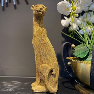 Estatua de guepardo, escultura única de guepardo, estatua de animal, escultura de leopardo, animal africano, decoración de guepardo hecha a mano, regalo de lujo para el hogar