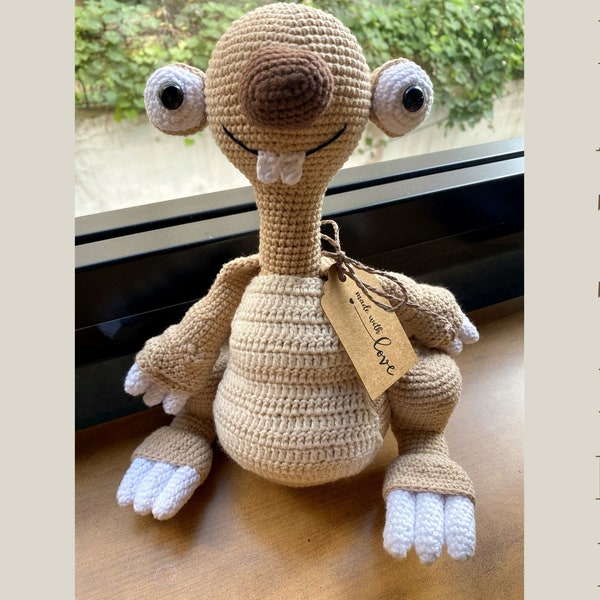 Amigurumi Pattern, Crochet Pattern, Sid The Sloth, Ice Age Sid, Doll PDF Crochet Pattern, Gifts For Her, Personalized Gift, Gifts For Kids