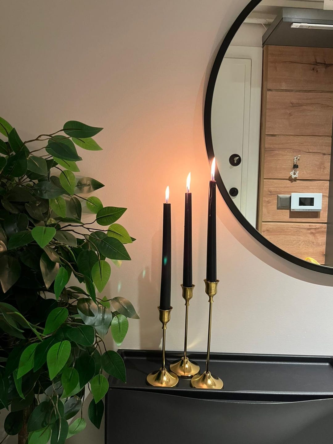 Set of 3 Gold Brass Style Candlestick Holders: Metal Candlestick Set ...