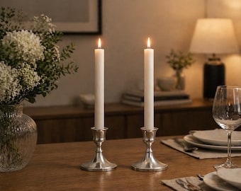 Silver Candlestick Holder Set: Brass Taper Candle Holders, 7 cm Candle Stand