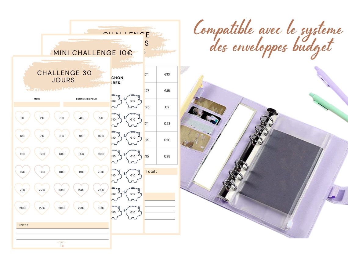 Lot de 3 Fiches Défi Budget en Français à imprimer Format - Etsy France