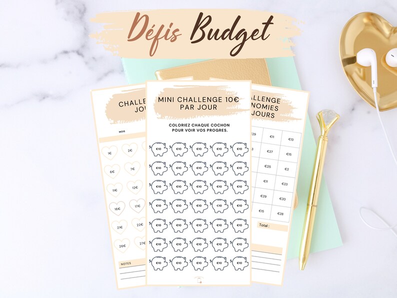 Lot de 3 Fiches Défi Budget en Français à imprimer Format - Etsy France