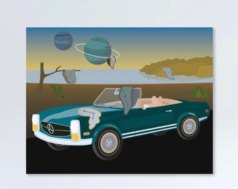 Melting Clock Vintage Car Poster