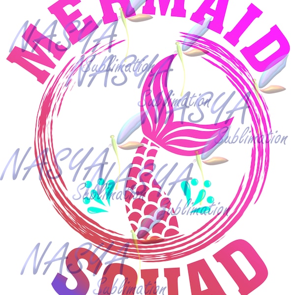 Mermaid Squad Shirt 300DPi - PNG, JPEG and Gif