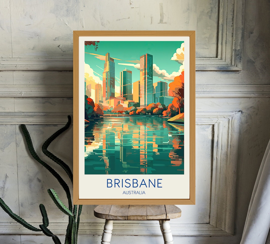 Brisbane Poster Australia Poster Brisbane Print Brisbane Etsy
