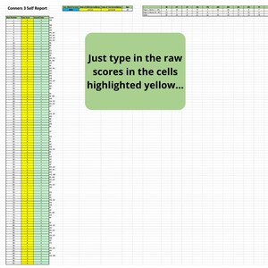 Conners-3 Autoscoring Template for self-report, parent report and teacher report with bonus comparison graph image 3